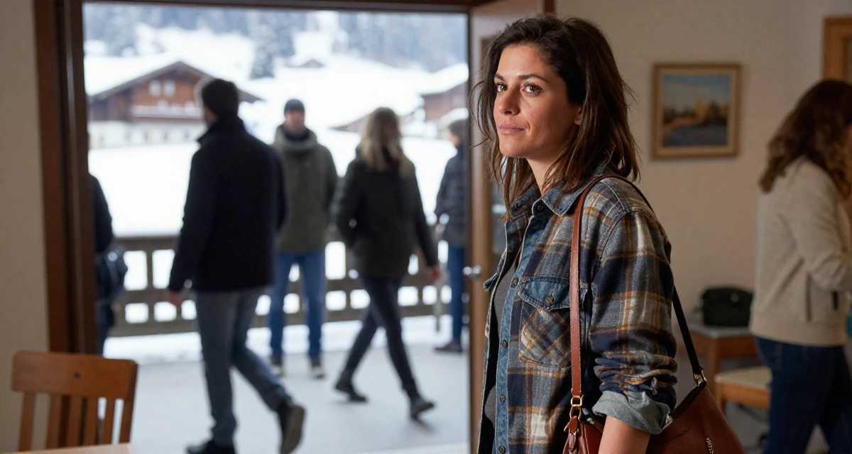 A relaxed and carefree Female From Italy, studied graphic design in their 38, handling long working hours with discipline, wearing a rugged flannel shirt and denim, carrying a leather handbag in a home interior.
