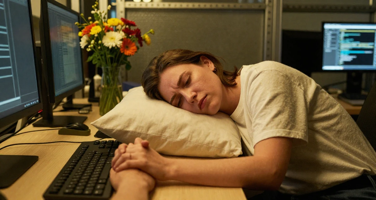 A proud Female From Poland, majored in international relations in their 27, learning that passion doesn’t protect you from stress, wearing a minimalist Scandinavian style, holding hands with someone unseen in a cybernetic computer lab.