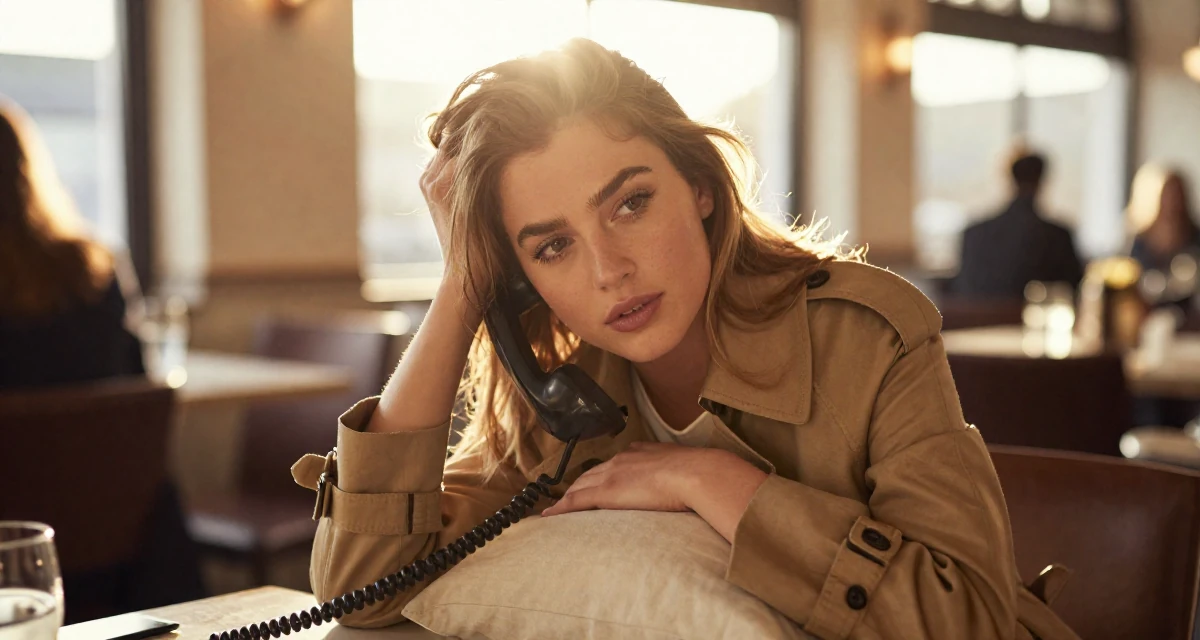 A reserved Female From Ireland, based in Cork, graduated from a regional college majoring in digital content creation in their 25, discovering how lighting makes soft sensual vibes pop, wearing a stylish trench coat over basics, brushing hair back in a high-end restaurant.