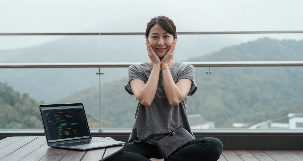 A positive Female From Japan, majored in animation in their 34, ex-corporate lawyer turned yoga instructor, wearing a relaxed streetwear, clutching a clutch bag in a luxury penthouse balcony.