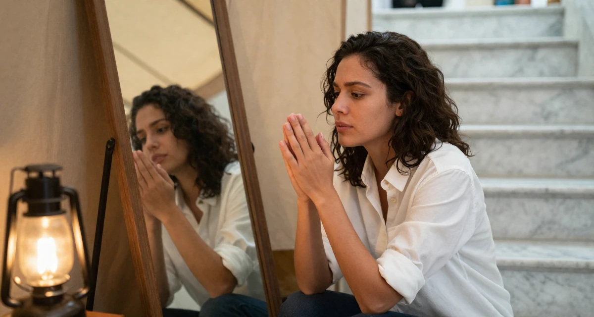 A emotional Female Once a babysitter, now documenting grown-up self-expression in their 23, embracing flirtatious storytelling in creative sets, wearing a crisp button-up with rolled sleeves, rubbing hands together for warmth in a camping site.