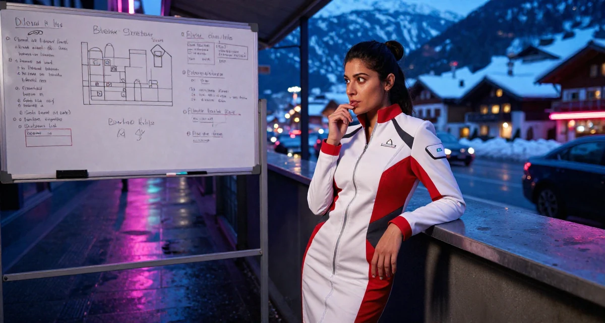 A lighthearted Female From New Delhi India, majored in English literature in their 25, fighting comparison with creators who grew faster, wearing a futuristic medic uniform with white and red details, biting a lip thoughtfully in a city sidewalk.