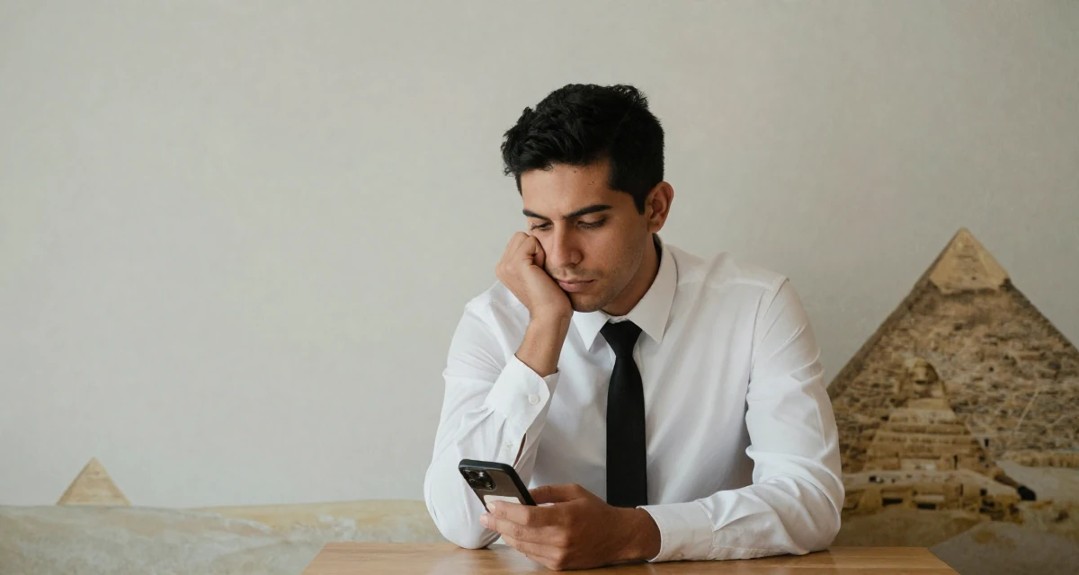 A sentimental male From Mexico, majored in law in their 24, refining a signature style between classy and daring, wearing a white shirt with a black ribbon tie, examining a product in a cozy café.