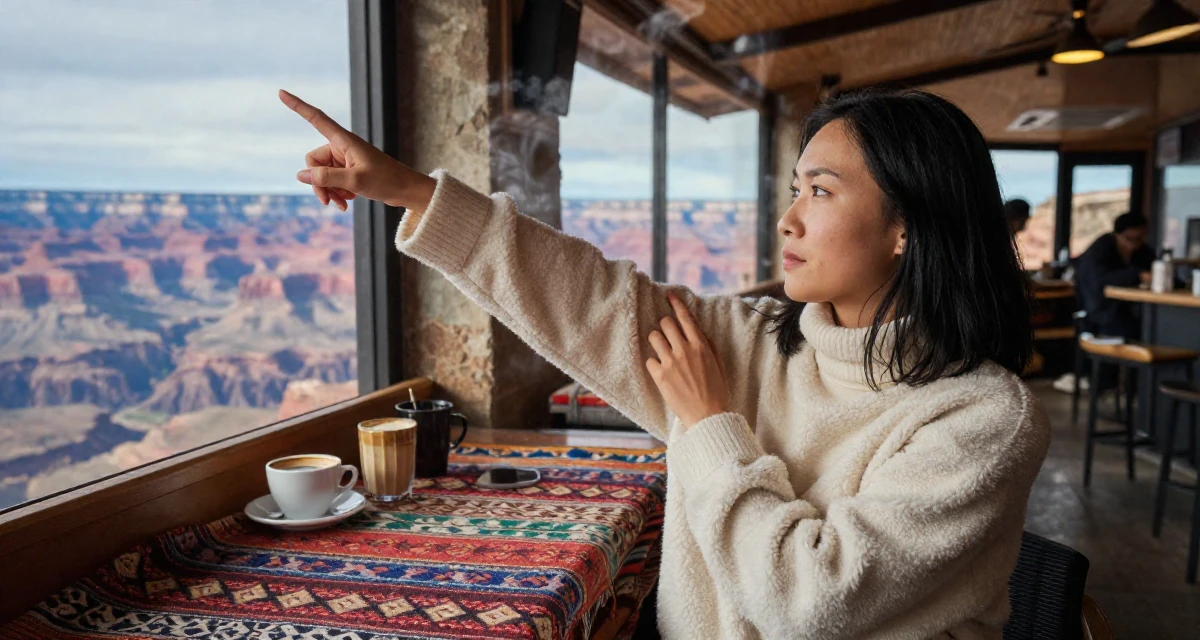 A sultry Female Born Chinese-speaking regions, studied strategic communication in their 43, sharing organization hacks for busy moms, wearing a cozy fleece pullover, adjusting sleeves in a coffee shop corner.