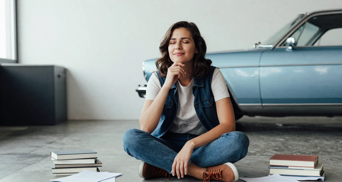 A flirty Female Once a hotel bartender, now creating nightlife-themed fan content in their 25, still unsure how to price beginner subscriptions, wearing a casual vest and t-shirt layer, taking a deep breath in a conference room.