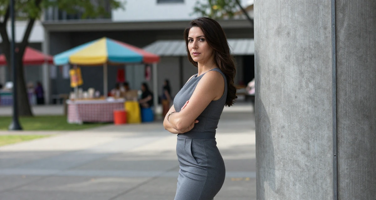 A composed Female From Panama, majored in media production in their 40, celebrating professional mastery and confidence, wearing a elegant evening casual wear, crossing arms confidently in a quiet park.