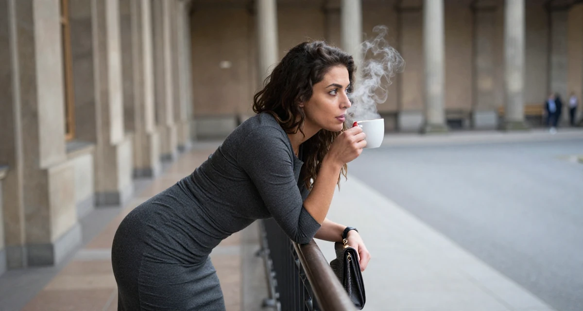 A introspective Female From Berlin Germany, holds a degree in media engineering in their 21, constantly documenting life for an audience, wearing a sheath dress in charcoal grey that hugs the curves, clutching a clutch bag in a royal palace throne room.