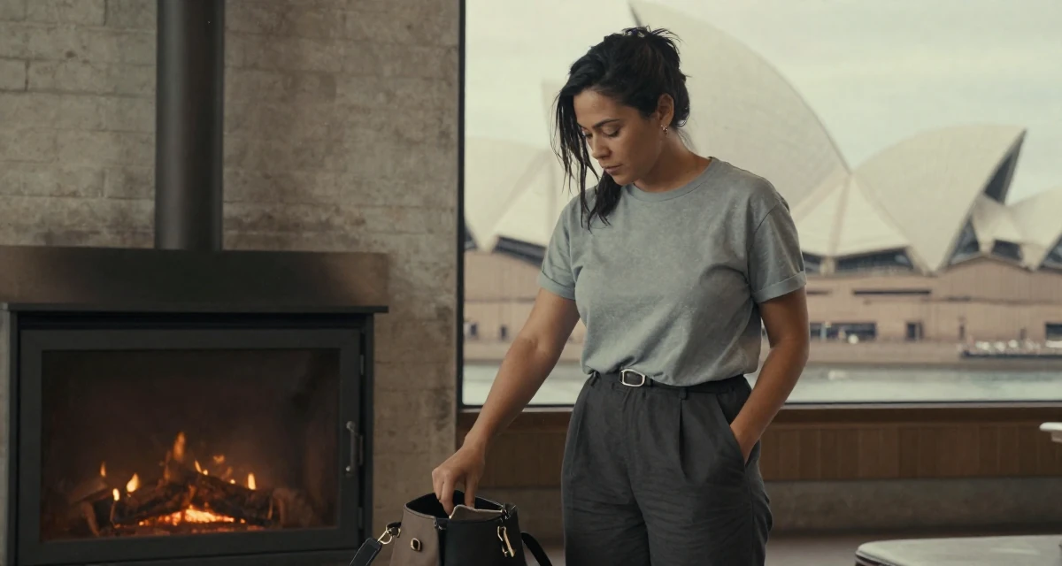 A ambitious Female From Auckland New Zealand, explored intimate photography as personal therapy in their 27, recovering from hustle culture fatigue, wearing a comfortable urban casual outfit, reaching into a bag in a industrial loft.