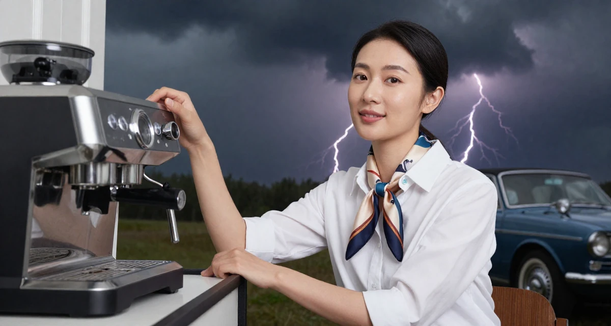 A sincere Female From Chinese-speaking regions, majored in human resource development in their 25, forming independent opinions and values, wearing a silk scarf tied around the neck of a white shirt, grabbing a railing for support in a vanity mirror.