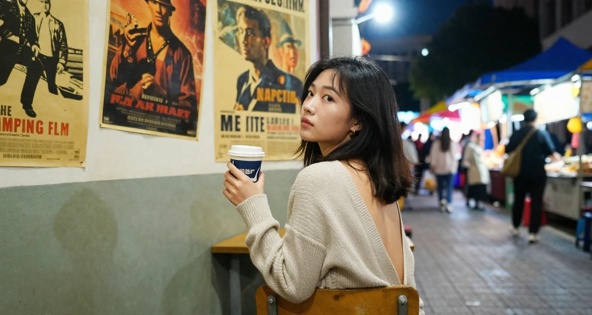 A lonely Female From Shenzhen China, graduated in computer science in their 29, seeking mentorship and higher guidance, wearing a open-back sweater showing the spine, holding a cup of coffee in a university campus.