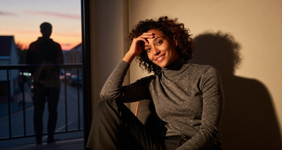 A warm and welcoming Female From Norway, studied user experience design in their 24, navigating office politics for the first time, wearing a sophisticated turtleneck and trousers, resting a hand on the forehead in a home interior.