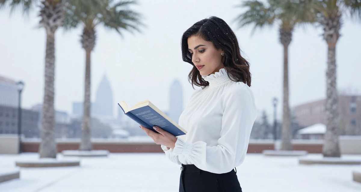 A quietly confident Female From USA, majored in communications at a state university in their 35, balancing a PhD study with content creation, wearing a high-neck victorian style blouse and black slacks, reading a book intently in a dungeon cell.