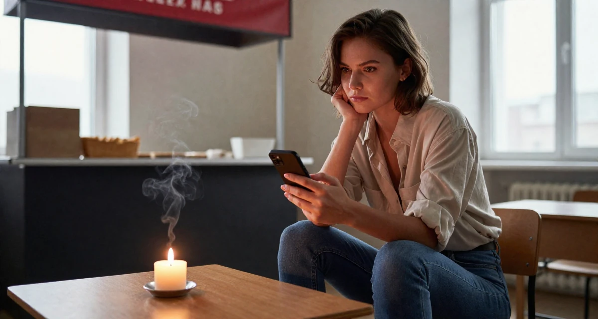 A assertive Female From Russia, holds a degree in graphic design in their 23, exploring flirty aesthetics while staying within comfort zones, wearing a loose fitting blouse tucked into tight jeans, texting with both thumbs in a classroom setting.