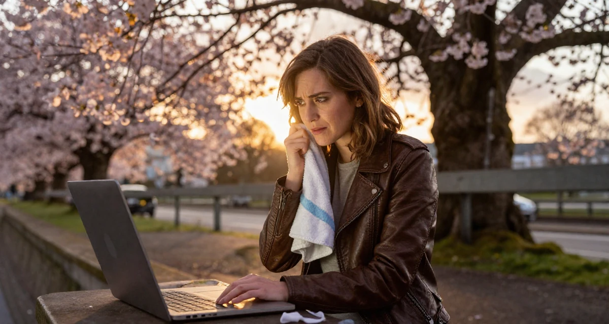 A flirty Female From Scotland, studied game design in their 22, wearing an ill-fitting blazer and looking nervous, wearing a vintage-inspired leather jacket look, holding a gym towel in a bridge walkway.