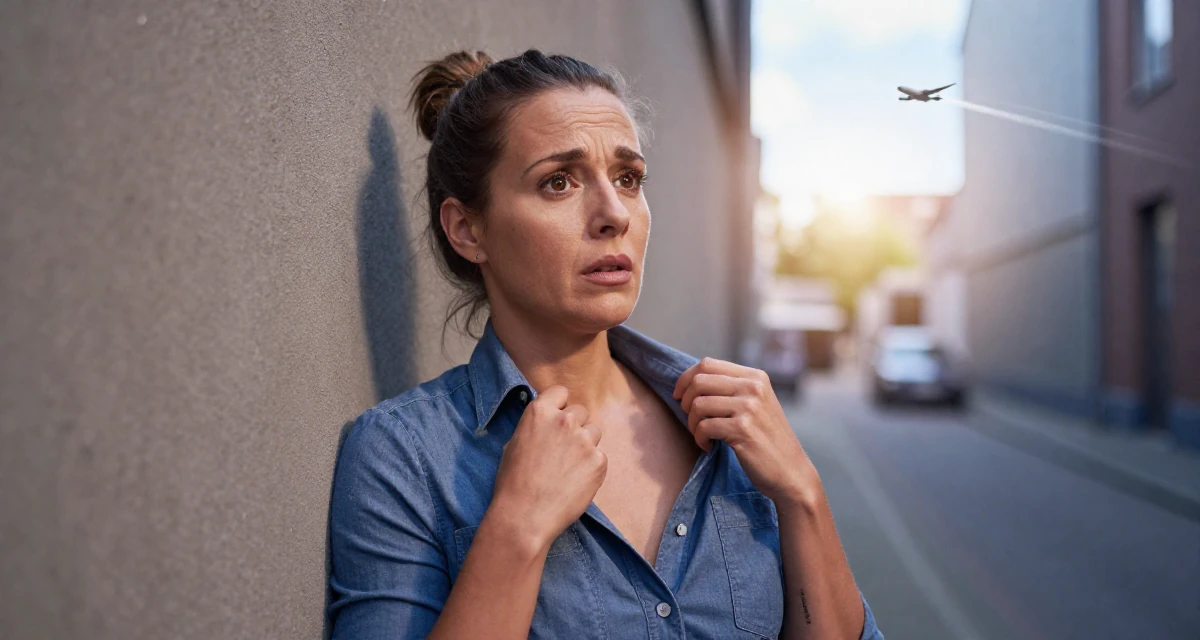 A stunned Female From Rotterdam Netherlands, majored in logistics management in their 41, documenting a mid-life fitness transformation, wearing a button-up shirt dress with the top buttons undone, fixing a collar in a neon-lit alleyway.