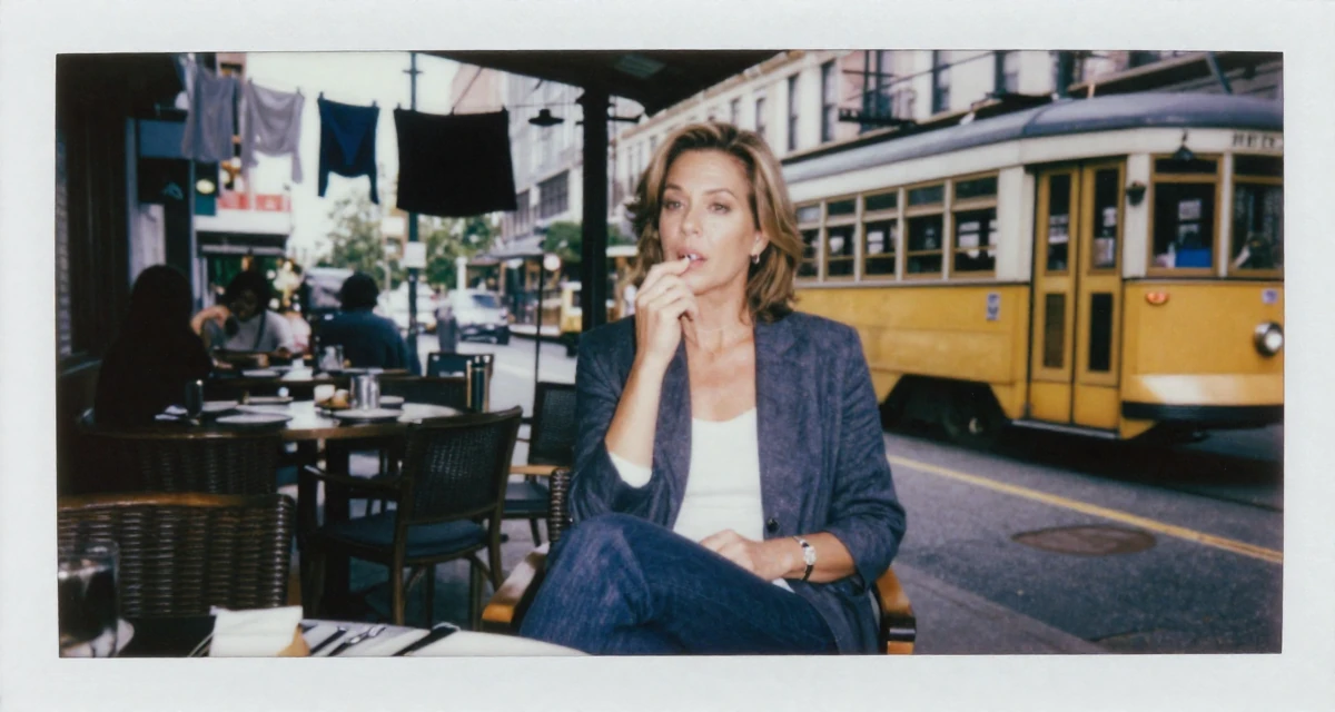 A reserved Female From USA, studied political science in DC in their 39, sharing sophisticated style tips for mature women, wearing a comfortable urban casual outfit, humming a tune visually in a banquet hall.